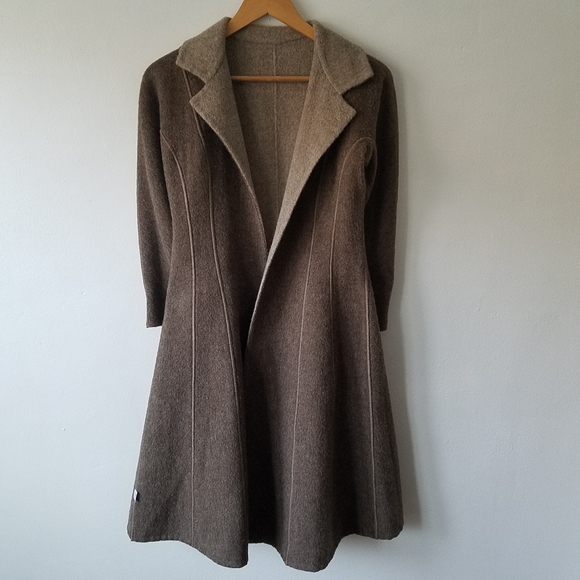 Parkinson Gregory Jackets & Blazers - Parkinson Gregory Alpaca Wool Peru Reversible Open Front Waist Tie Long Coat 4